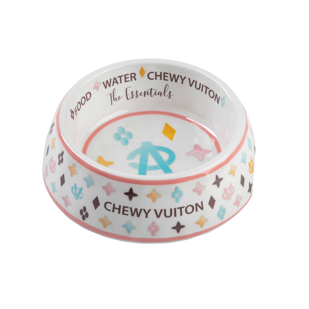 Weißer Chewy Vuiton Hundenapf, 3 Größen!