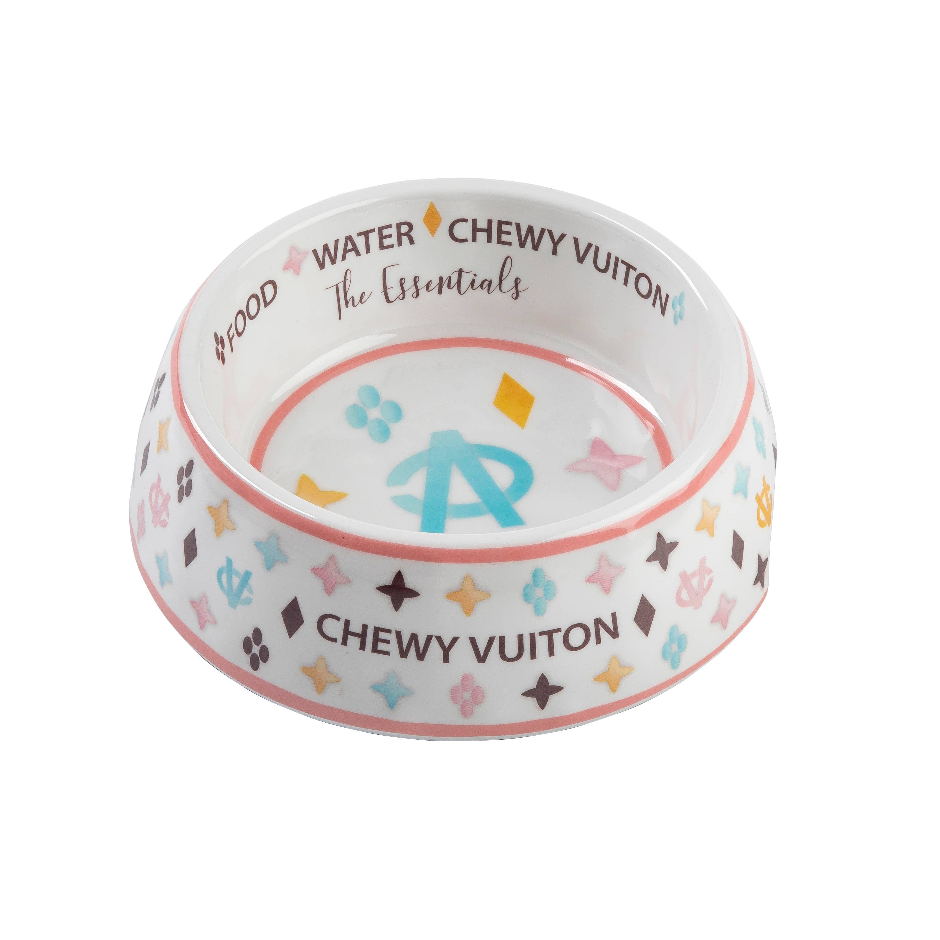Weißer Chewy Vuiton Hundenapf, 3 Größen!