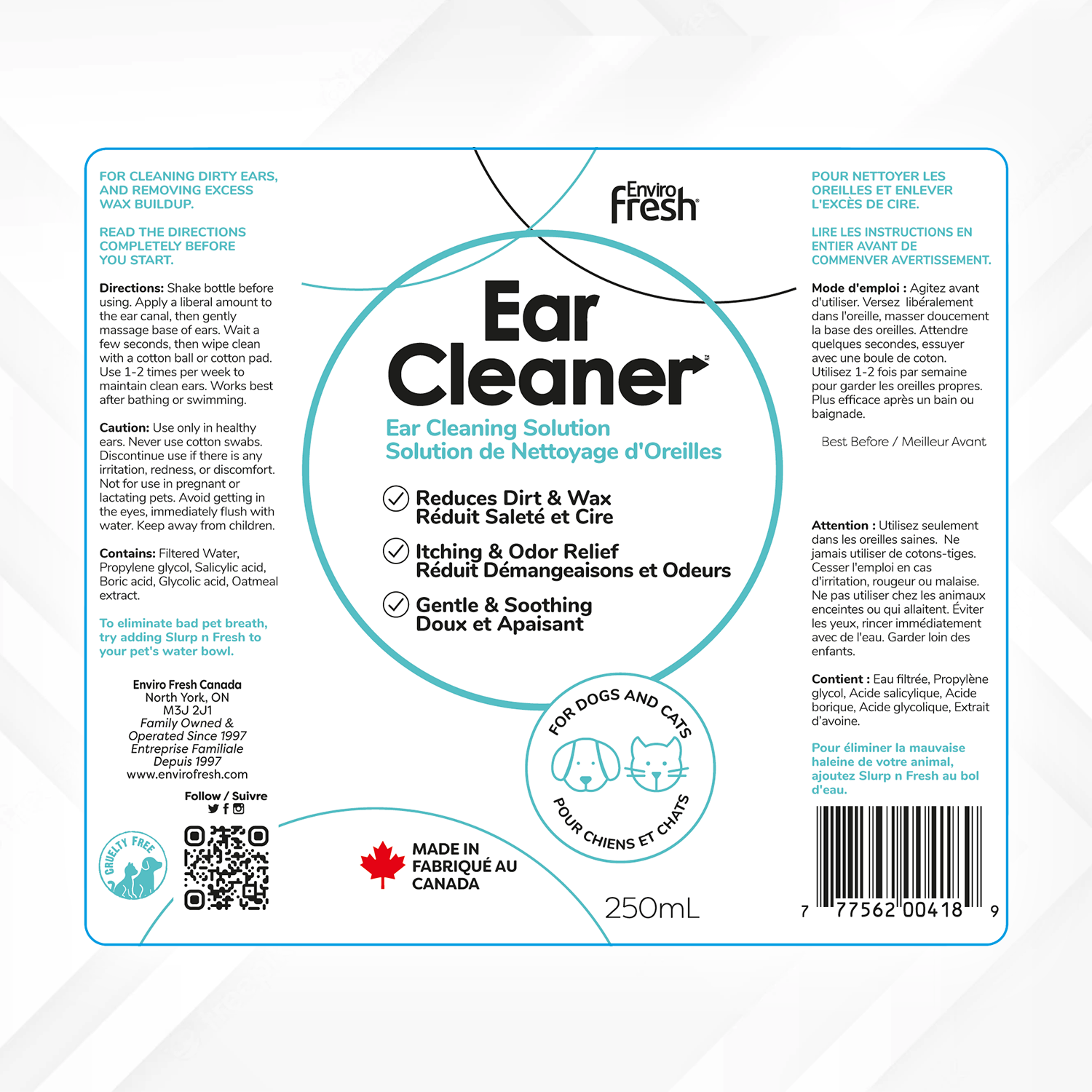 Ohrenreiniger für Katzen/Hunde