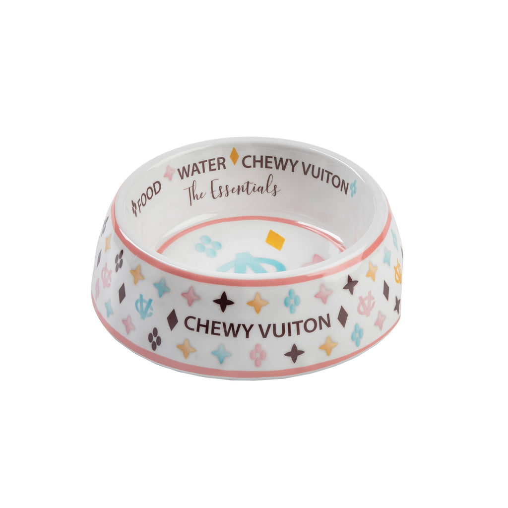 Weißer Chewy Vuiton Hundenapf, 3 Größen!