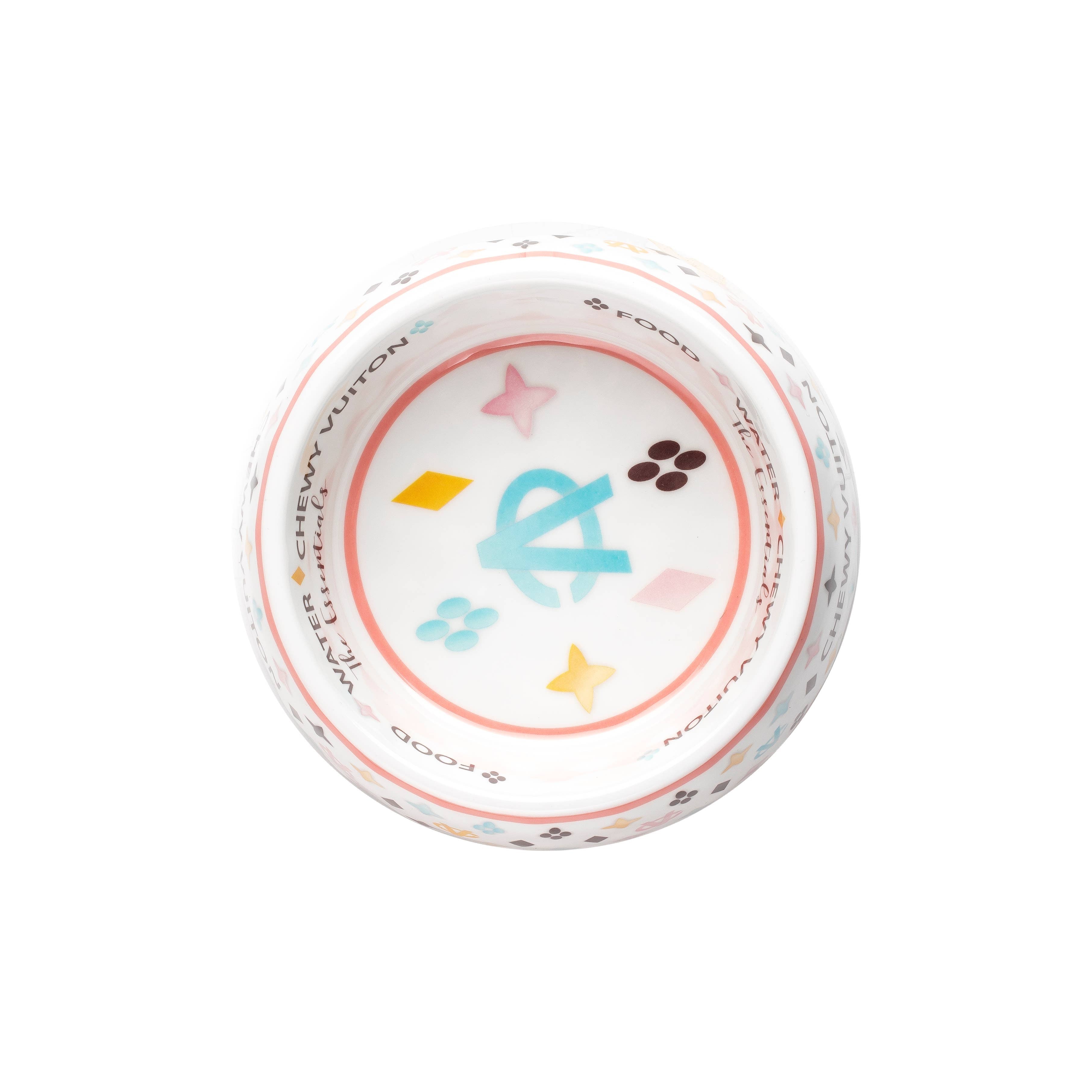 Weißer Chewy Vuiton Hundenapf, 3 Größen!